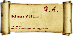 Hohman Attila névjegykártya